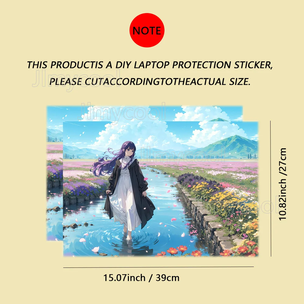 2 Pieces Sea of Flowers Pastoral Vinyl Laptop Sticker  Self Adhesive Case for HP Lenovo Apple ASUS Easy To Install Stickers