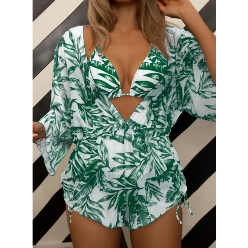 Drucken Bikini Push-Up Frauen Bademode Sexy Dreieck Spitze Up Micro Bikini Mesh Bodys Cover Up 2025, Neue Beachwear Drei Stück