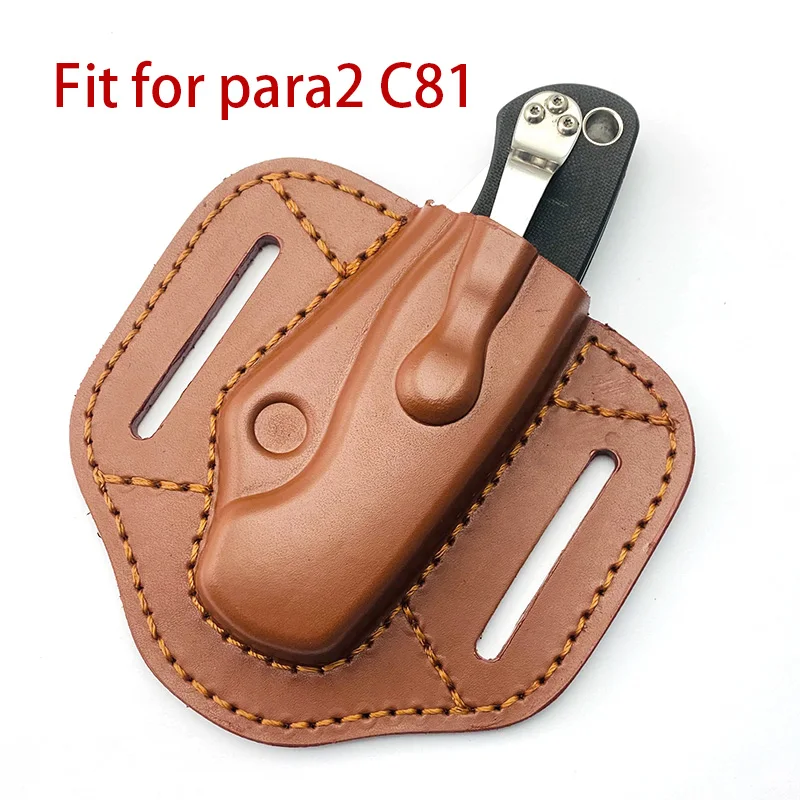 1piece Genuine Leather Scabbard Custom Leather Sheath for Spider Para2 C81 Folding Knife Storage Bag