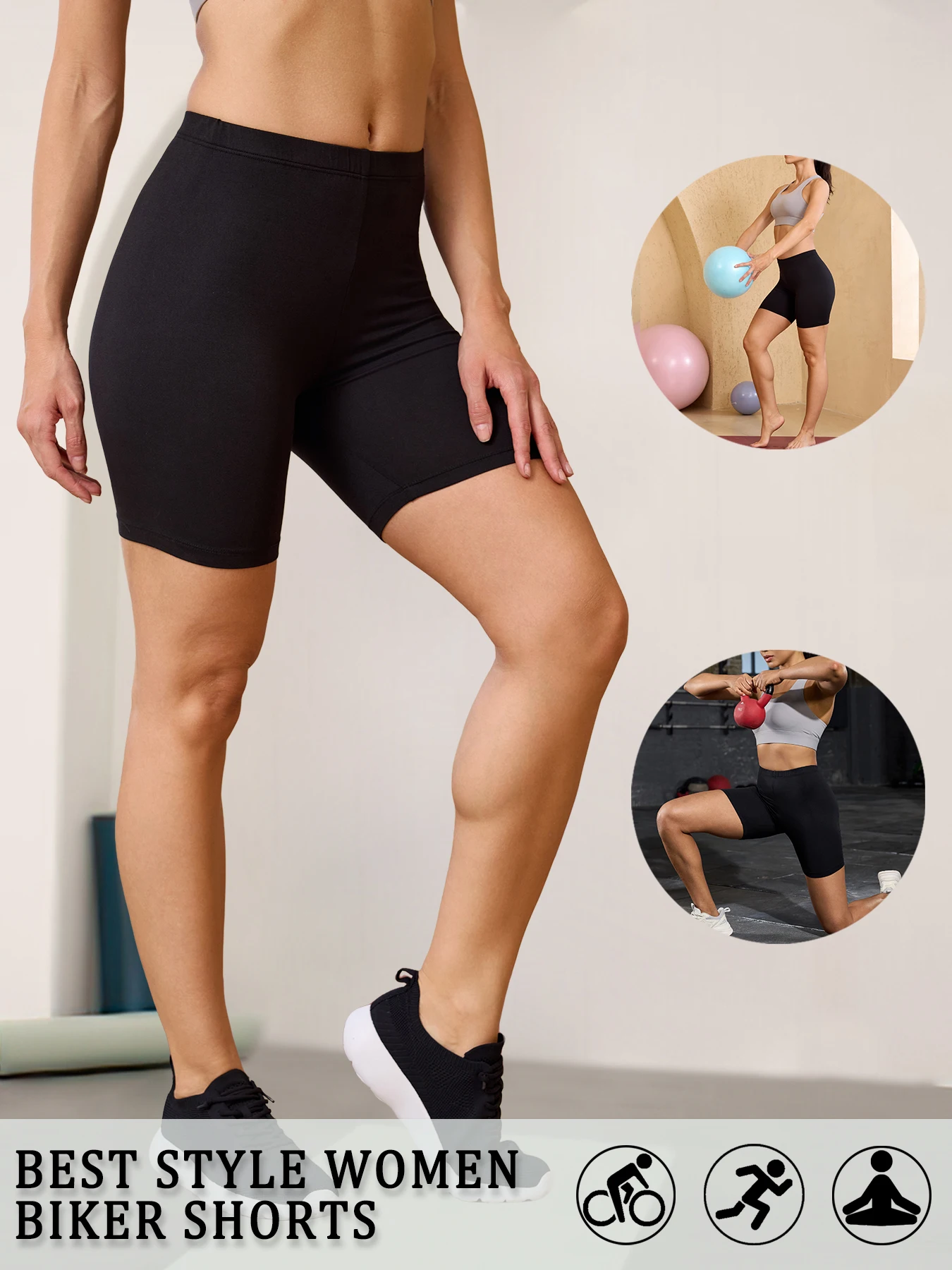 

Women's Super Soft Biker Shorts High Stretchy No See Through Workout Running Yoga Athletic 6"Inseam Push Up Gym Fitness Pants