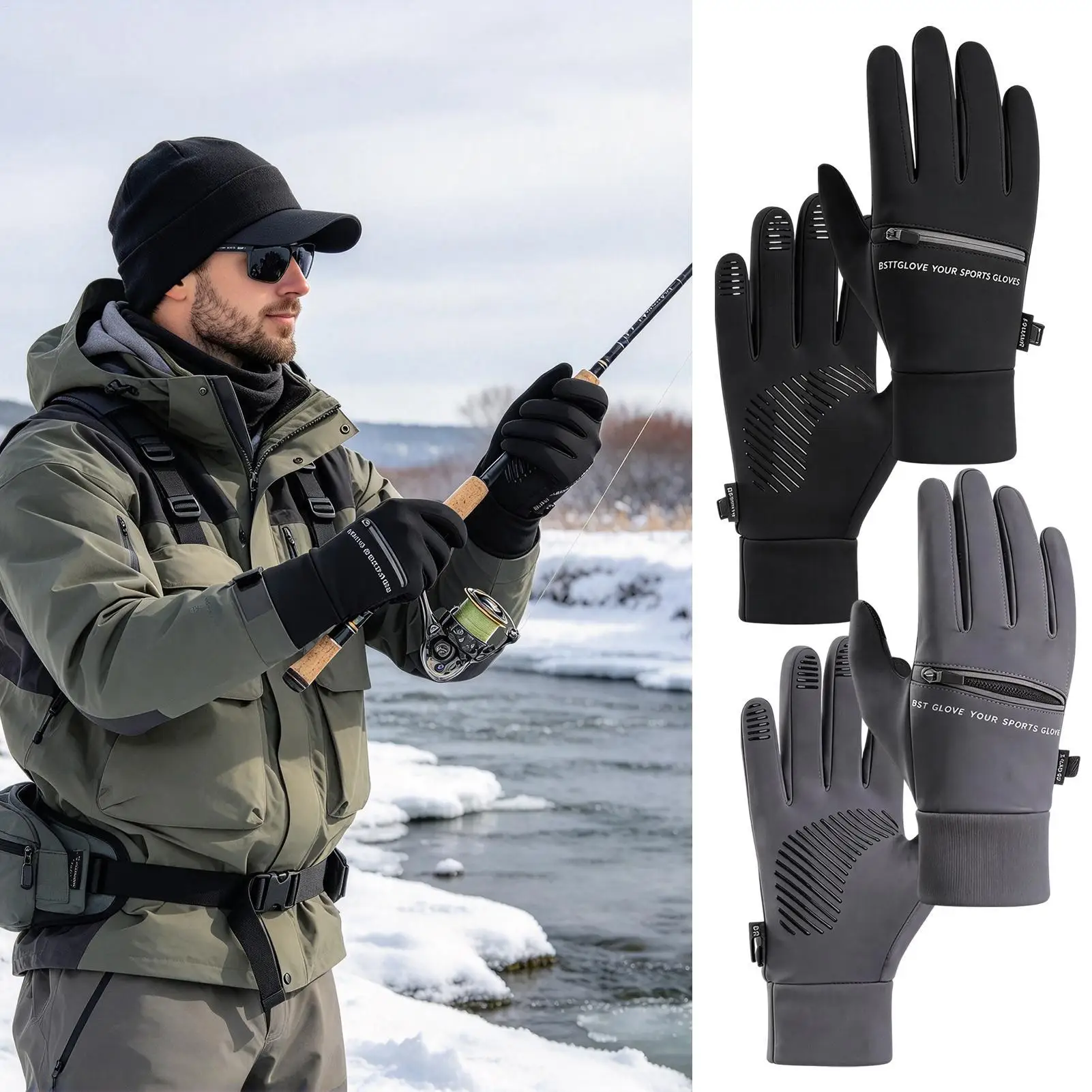 Winter Heated Gloves 3-Level Heating Windproof Thermal Touchscreen Camping Hand Warmer Gloves For Cycling Hiking Riding Fitness