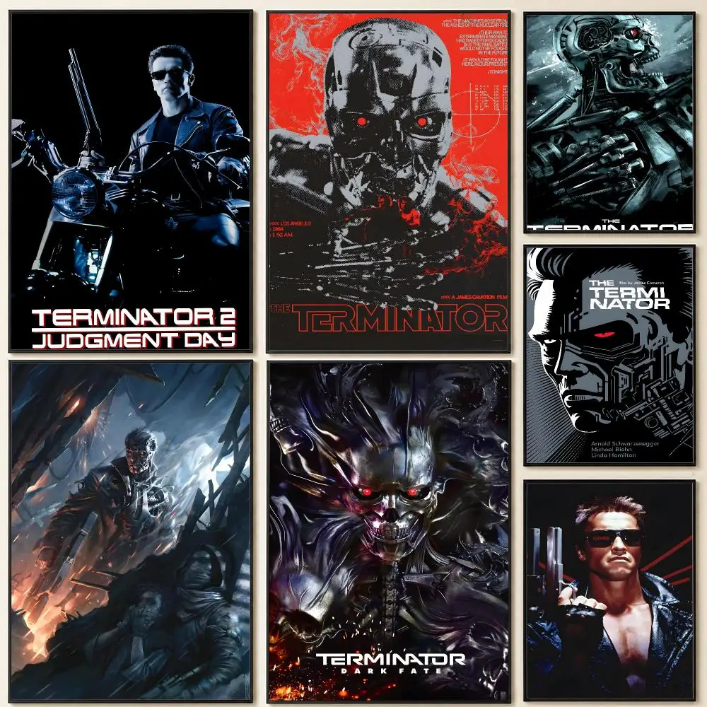 Movie Terminator T800 Sarah Connor Poster HD Self Adhesive Wall Art Waterproof Removable  for Bedroom Living Room Home Decor