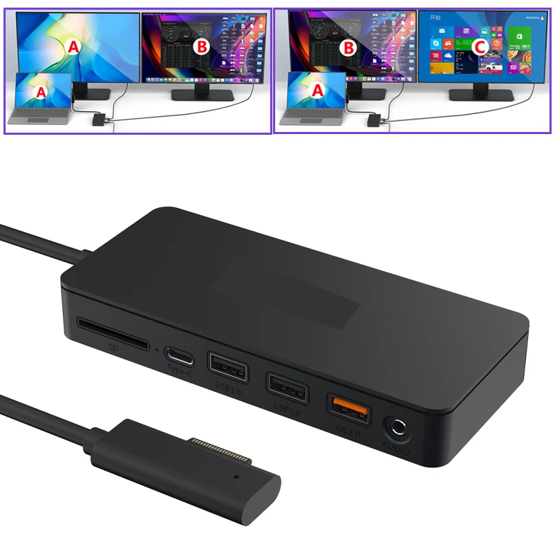 12 in 1 Surface Multi-function docking station Type-c converter usb hub computer expansion dock card reading Splitter Extender