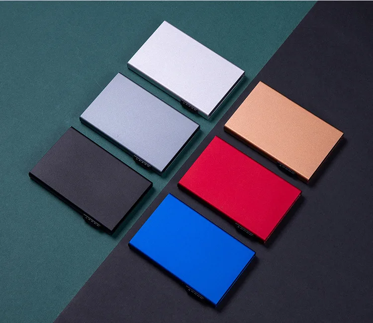 Magischer Ausweis- und Kreditkartenhalter, Smart Wallet für Damen und Herren, ID-Kartenetui, Metall, dünn, schlank, Pop-Up, Aluminium, minimalistische Geldbörse – Detail 10