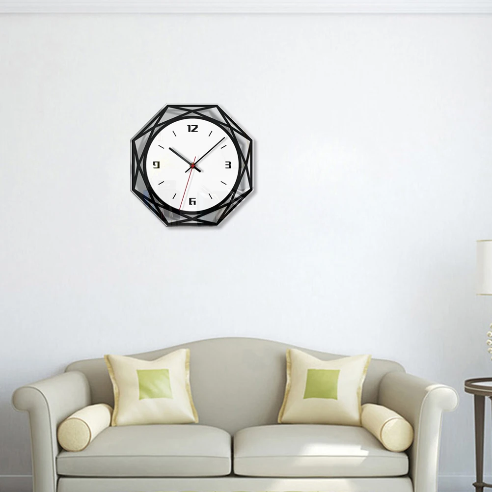

1pc Acrylic Wall Clock Creative Silent Big Number Easy Mounting Geometric Shape Home Decorative Office Use Wall Hanging
