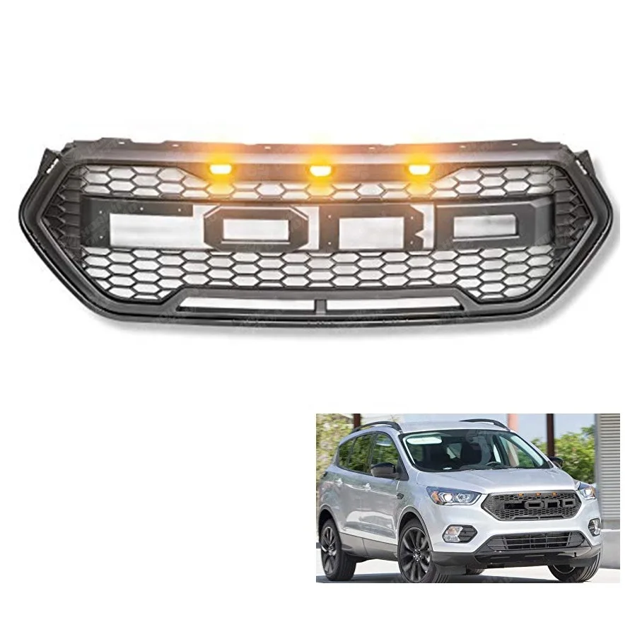 Runde 4x4 Car Parts PP Front Bumper Grilles Upper Grilles With Amber Light For Ford Escape/Kuga 2016-2019