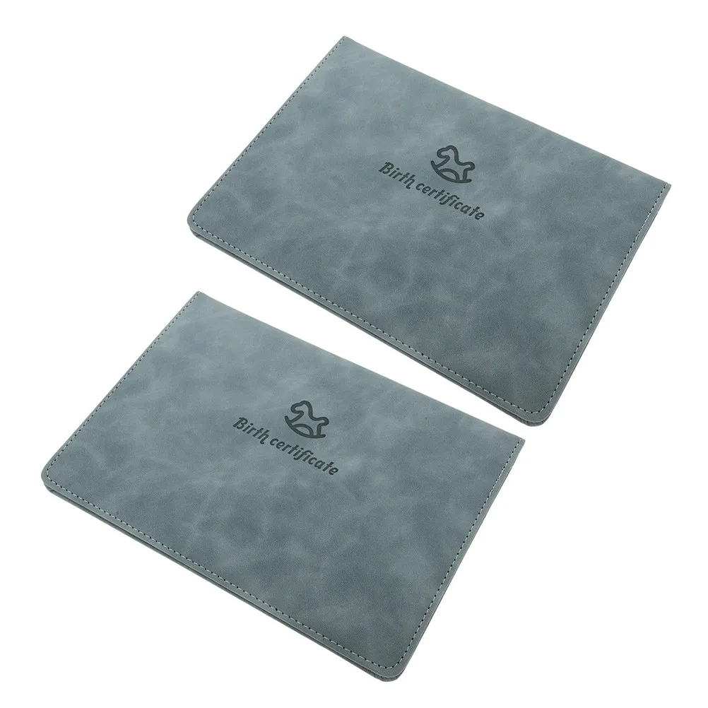 2Pcs Birth Certificate Protector Sleeve Blue Artificial Newborn Document Holder Folder Birth Certificate Storage