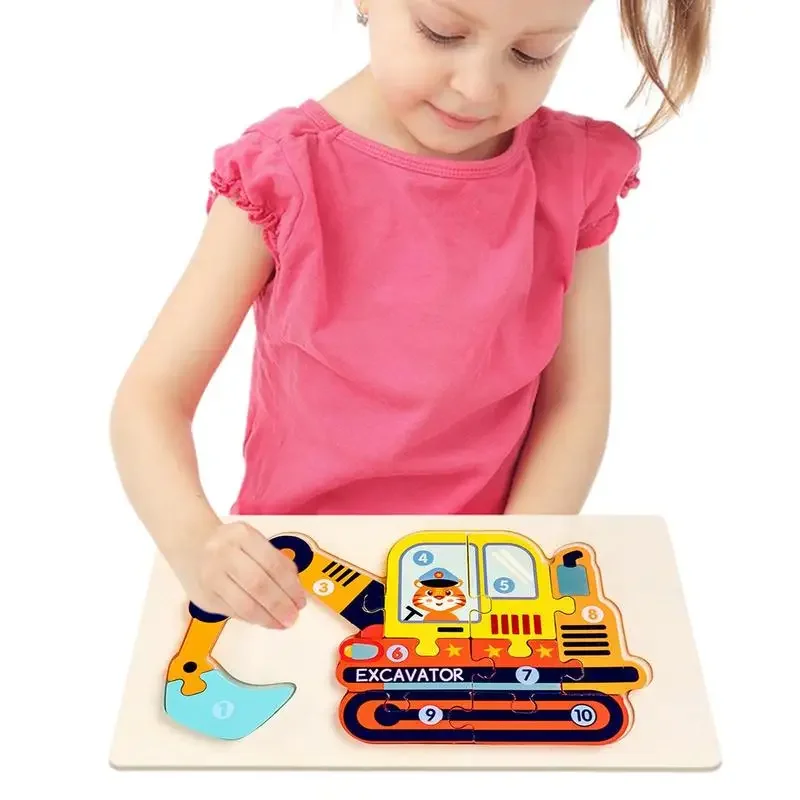 Car Puzzle Toddler Wooden Enlightenment Jigsaw Puzzle 3D Wooden Peg Puzzle Puzzles Toddler Toys To Develop Fine Motor Skills