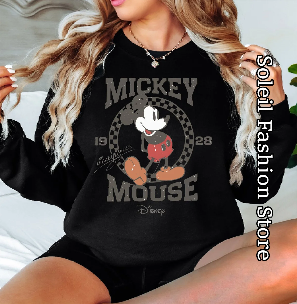 Mickey Mouse Sweatshirt Women Autumn Disney Fashion Pullover Trendy Cartoon Crewneck Clothing Female Casual Outfit Streetwear