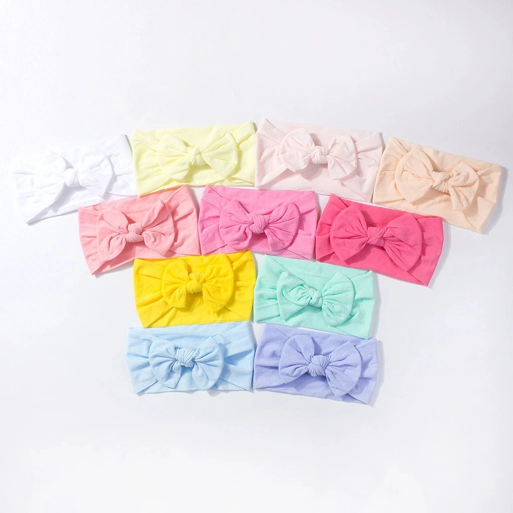 

10 Pcs Cute Bows Baby Nylon Headband Soft Elastic Baby Girl Hair Bands for Newborn Infant Turban Headwear Baby Hair Accessories