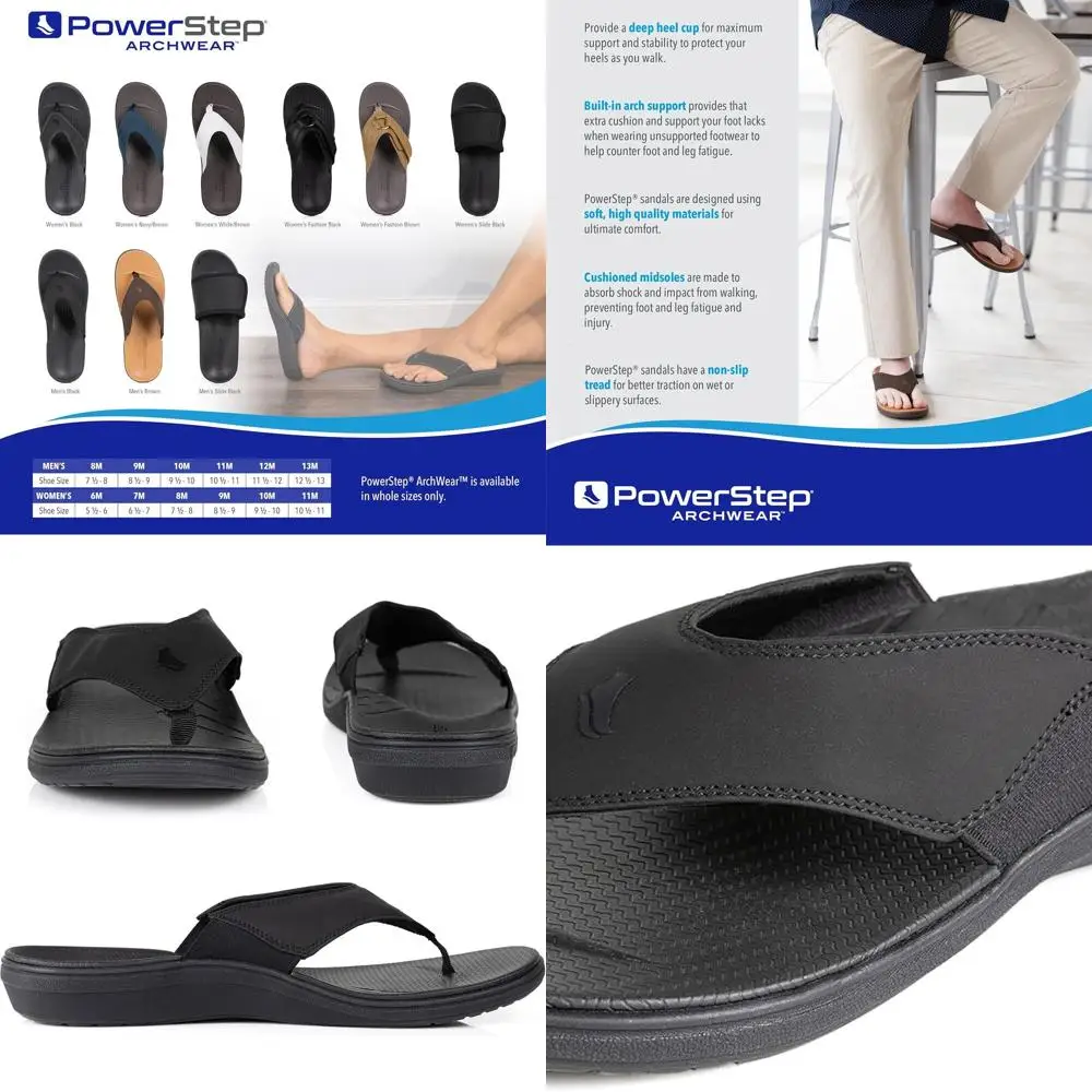 

Men's Arch Support Flip Flops with Cushioned Orthotic Insoles and Anti-Slip Lightweight Soles