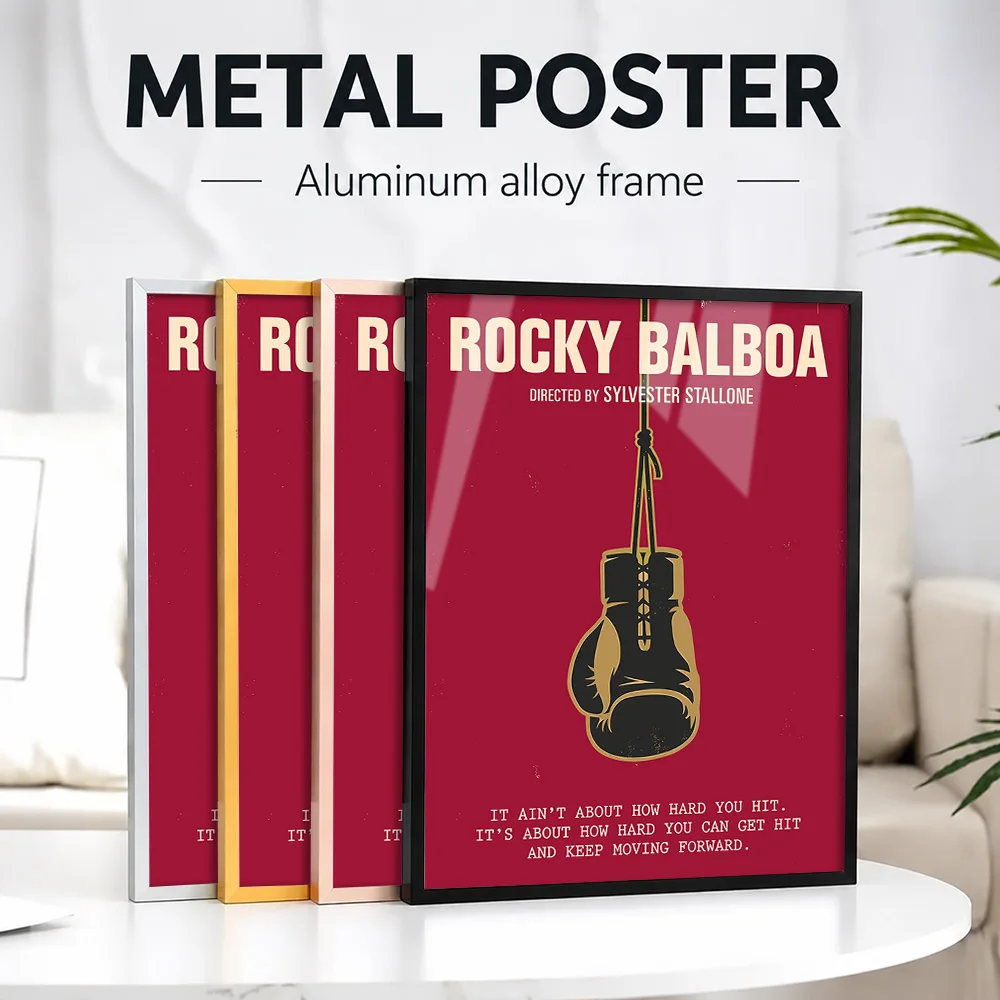 Rocky Balboa Movie Framed Metal Poster Personalized Photo Dramatic Vintage Screen Graphic Style Wall Art For Lounge And Office