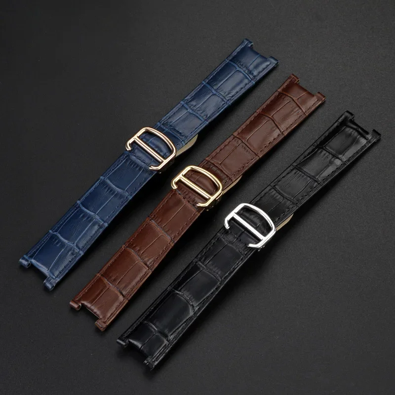 For Cartier PASHA Genuine leather watch band Wristband accessories Folding   Buckle men women watch strap 21x15mm 20x12mm18x10mm