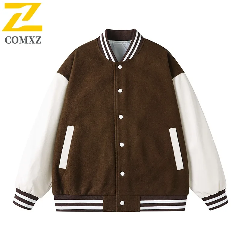 

COMXZ 2025 Men Baseball Jacket Four Seasons Versatile Casual Stand Collar Coat Lightweight Daily Wear outdoor sports Outerwear