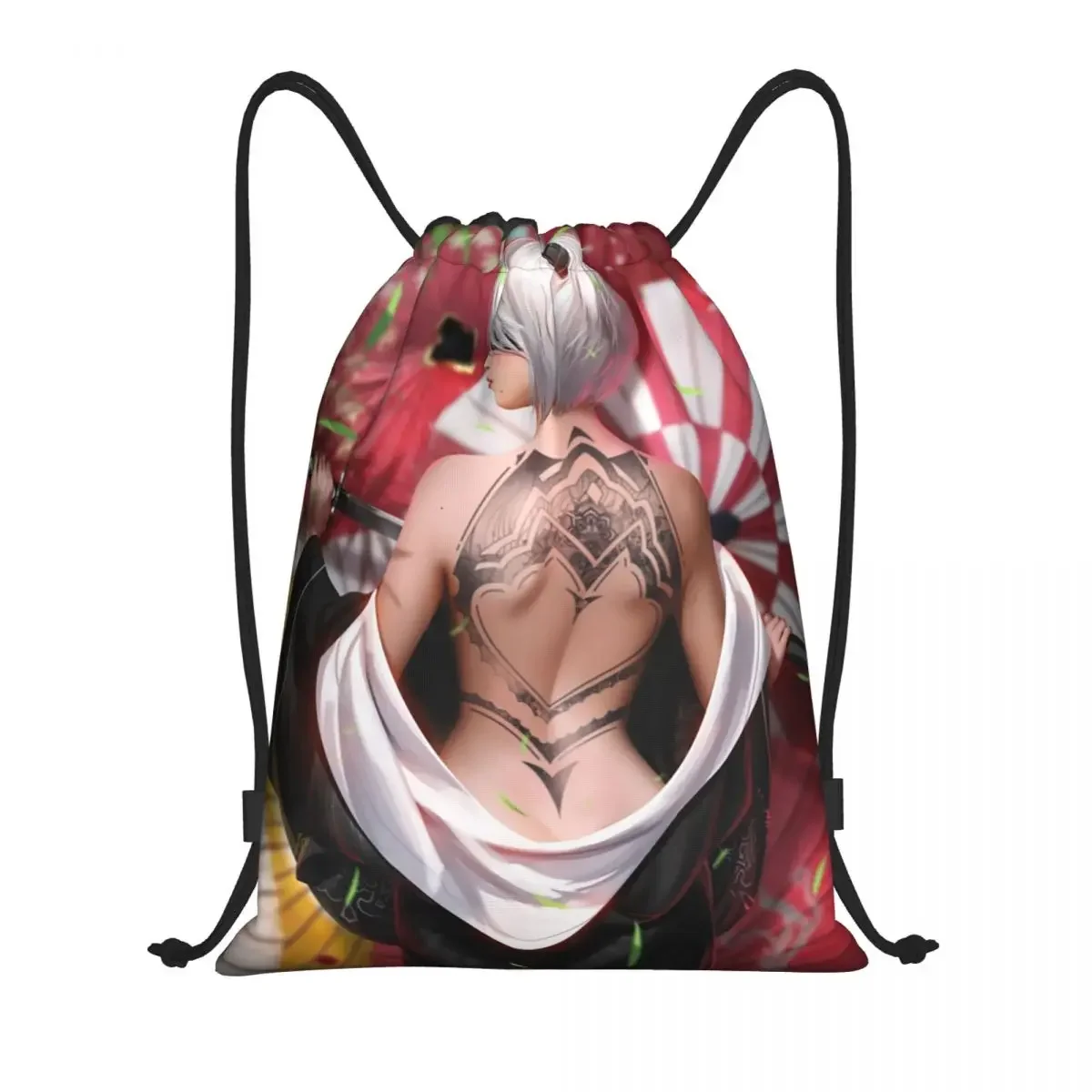 Custom Nier Automata Anime Hentai Girl Drawstring Backpack Bags Lightweight Sexy YoRHa 2B Thighs Thicc Ass Butt Sackpack Sacks