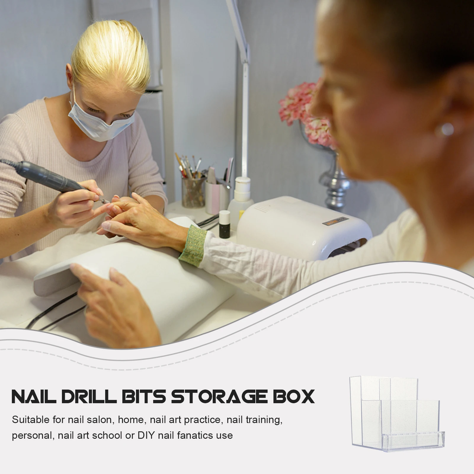 المهنية مسمار لقمة ثقب صندوق تخزين الغبار البلاستيك مسمار طحن رئيس المنظم الحال بالنسبة صالون المنزل مانيكير أداة حامل