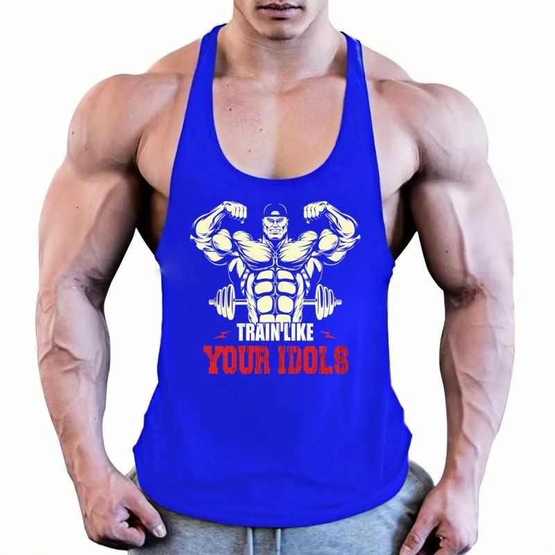 Mens Fashion Bodybuilding Tank, Gym Muscle Stringer, Fitness Vest Singlet, Summer Lightweight Durable Sleeveless Workout Shirt