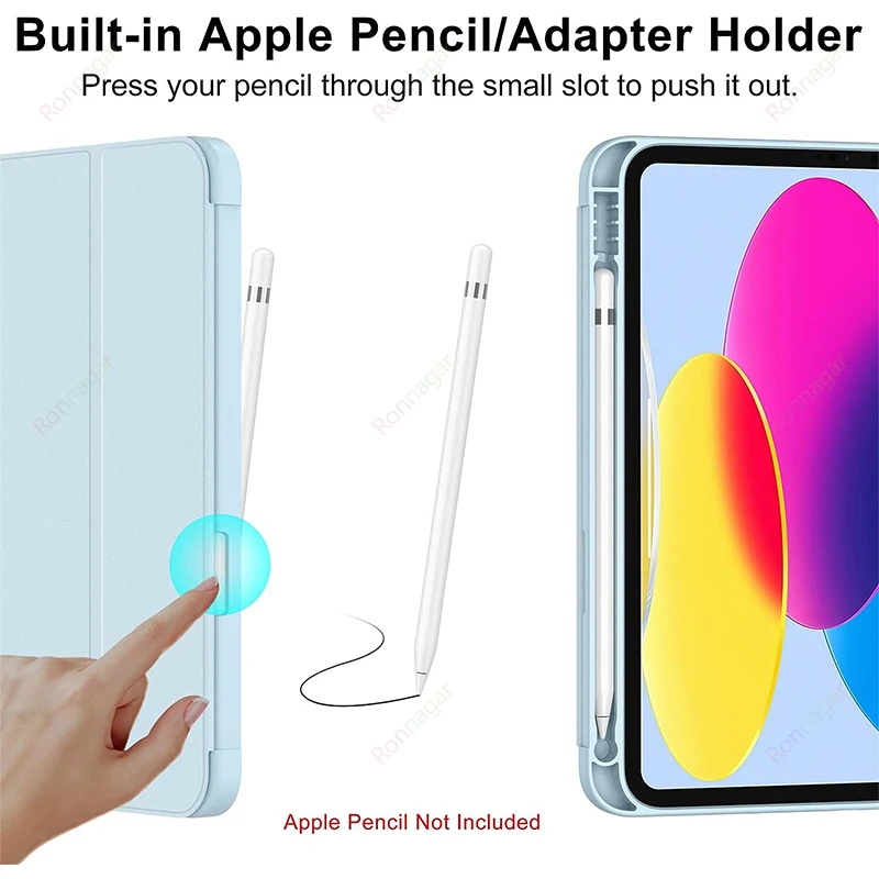 Estuche con Portalápices para iPad, funda para iPad Pro 11, 2022, 10,5, 9. ª generación, Air 4, 5. ª generación, 9,7