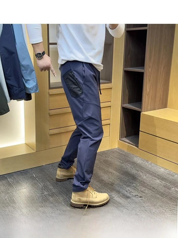 

High-End Men's Fce-Lined Soft ell Cargo Pants Windproof 3D Surrounding Tailoring ket Pring Glue Casual Trousers