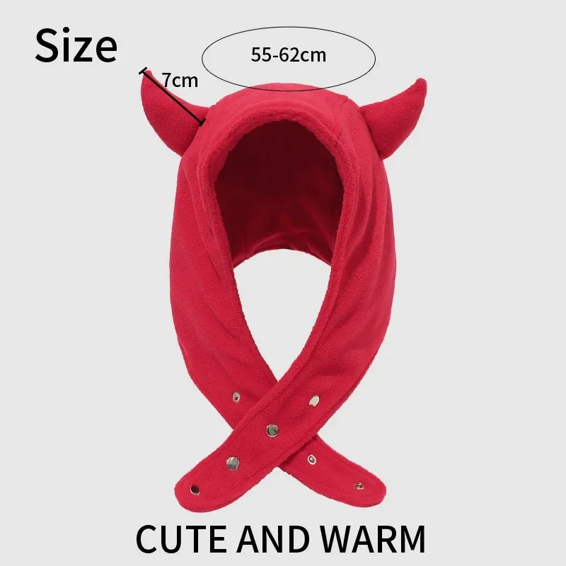 Japan Yabi y2K Devil Horn Winter Hat with Earflaps Women Autumn Winter Hood  Warm Suede Ear Protection Set Head Cap  Beanies