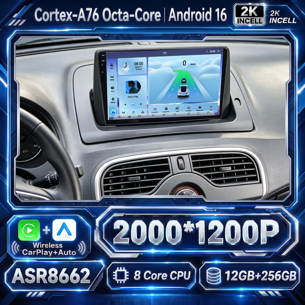 Android 16 Carplay Car radio For Renault kangoo 2008 - 2018 Multimedia Video player 5G Core GPS Stereo autoradio WIFi Head Unit