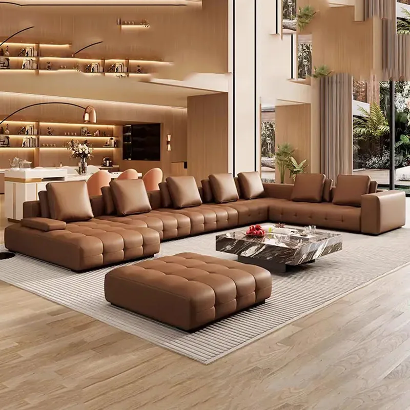 

Elegant L Shape Leather Sofa Set Luxury Relax Sectional Couch Minimalist Office Italian Muebles Para El Hogar Home Furniture