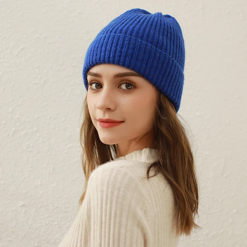 

Pure Color Knitting Hats Female Autumn/Winter Warm Caps Students Cold Dome Top Woolen Yarn Skullies & Beanies