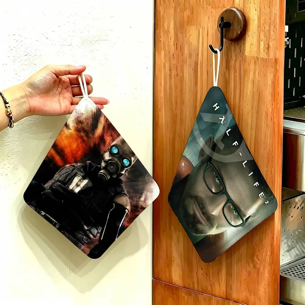 Large Gaming Half-Life Logo Multi-scene Polyester Cotton Towel, Hanging Hand Wiping Cloth for Kitchen Bathroom Hotel