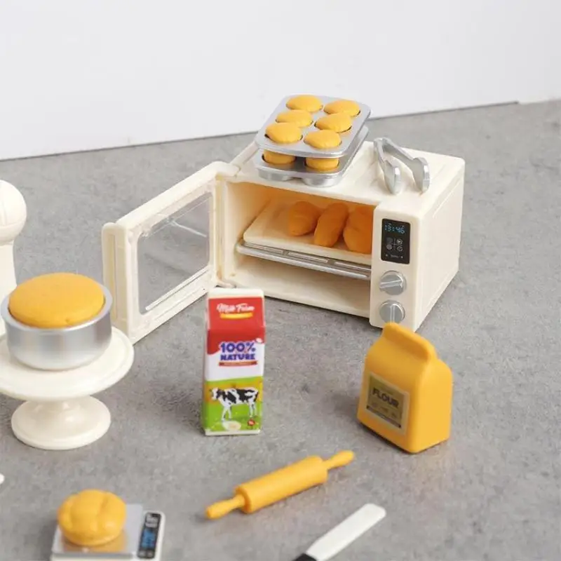 1 Set Neues Miniatur-Puppenhaus-Lebensmittel-Set im Maßstab 1/12, Elektronisches Ofenmodell, Brot-Imitat für Puppenzubehör – Detail 12