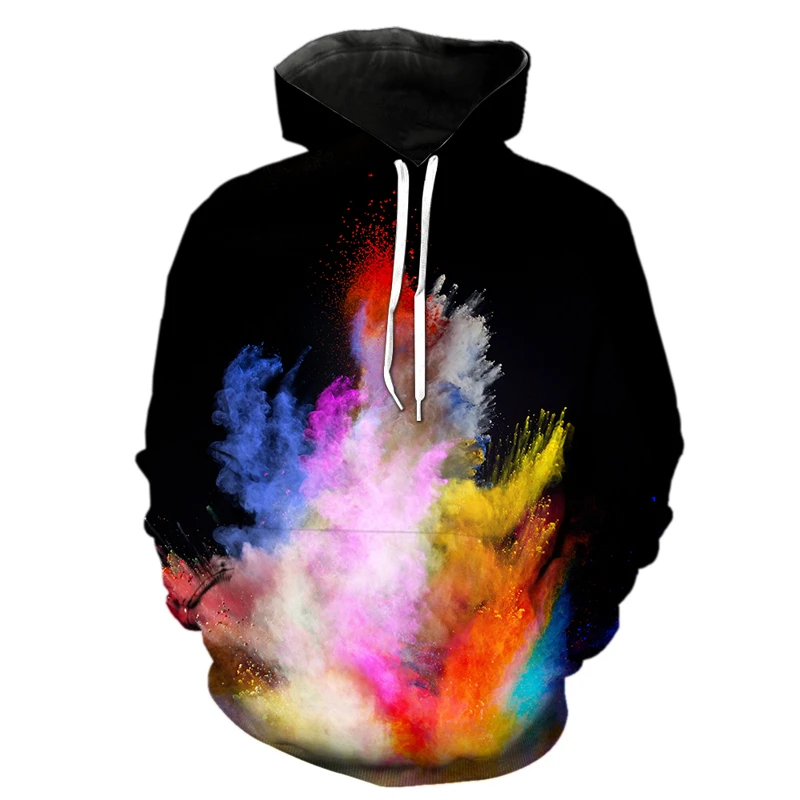 New Style Men's Powder Splash Tie-dye 3D Printing Pattern Hoodie Womens Fashion Casual Personality Autumn Winter Sweatshirt Tops