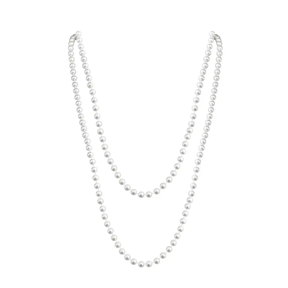 Trendy French Vintage Sweet Luxury Women Choker Clavicle Chain Korean Style Long Necklace Imitation Pearl Sweater Chain