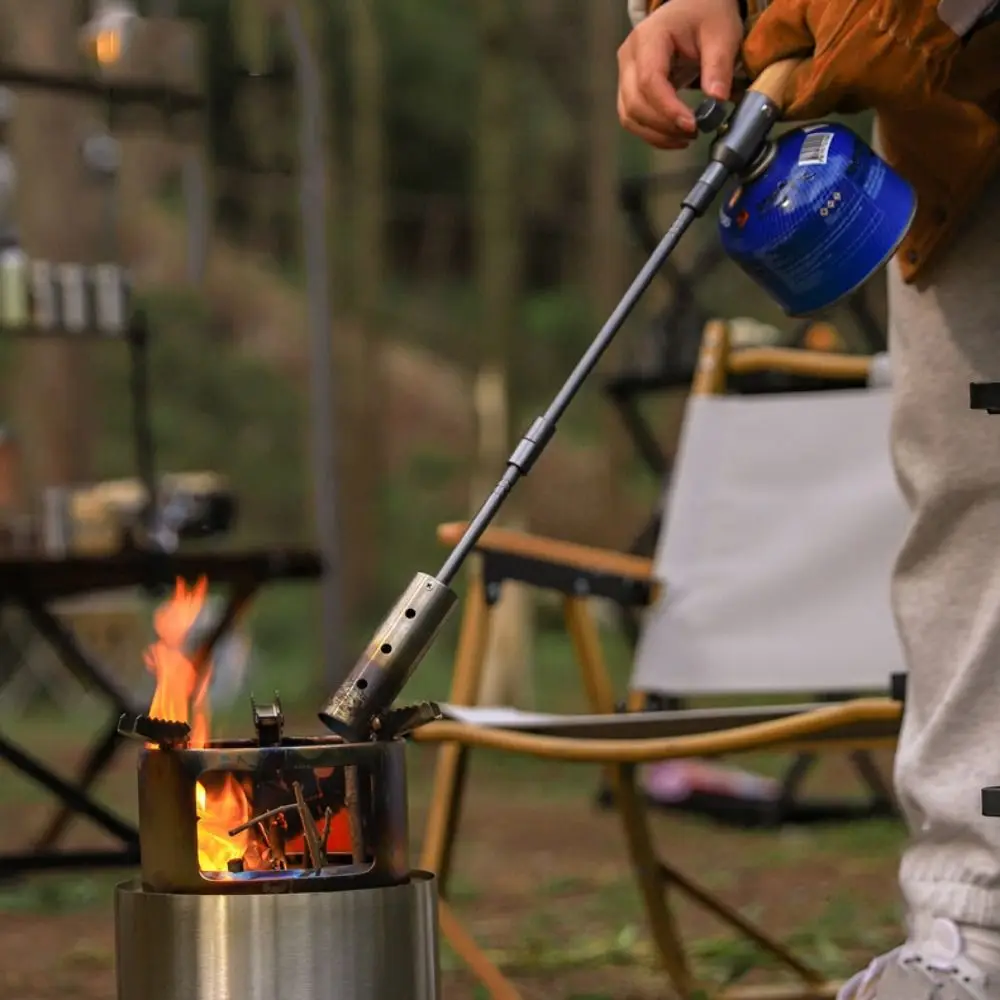 

Газовая горелка с деревянной ручкой, длинная, с тремя режимами сжигания, регулируемым пламенем, для пикника