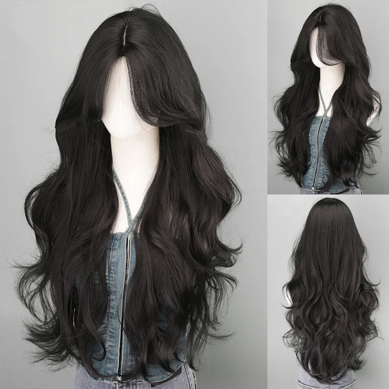 Peluca rizada ondulada, viento natural esponjoso, cubierta de cabello transpirable de seda de alta temperatura, cabello natural para fiesta de juegos de rol,