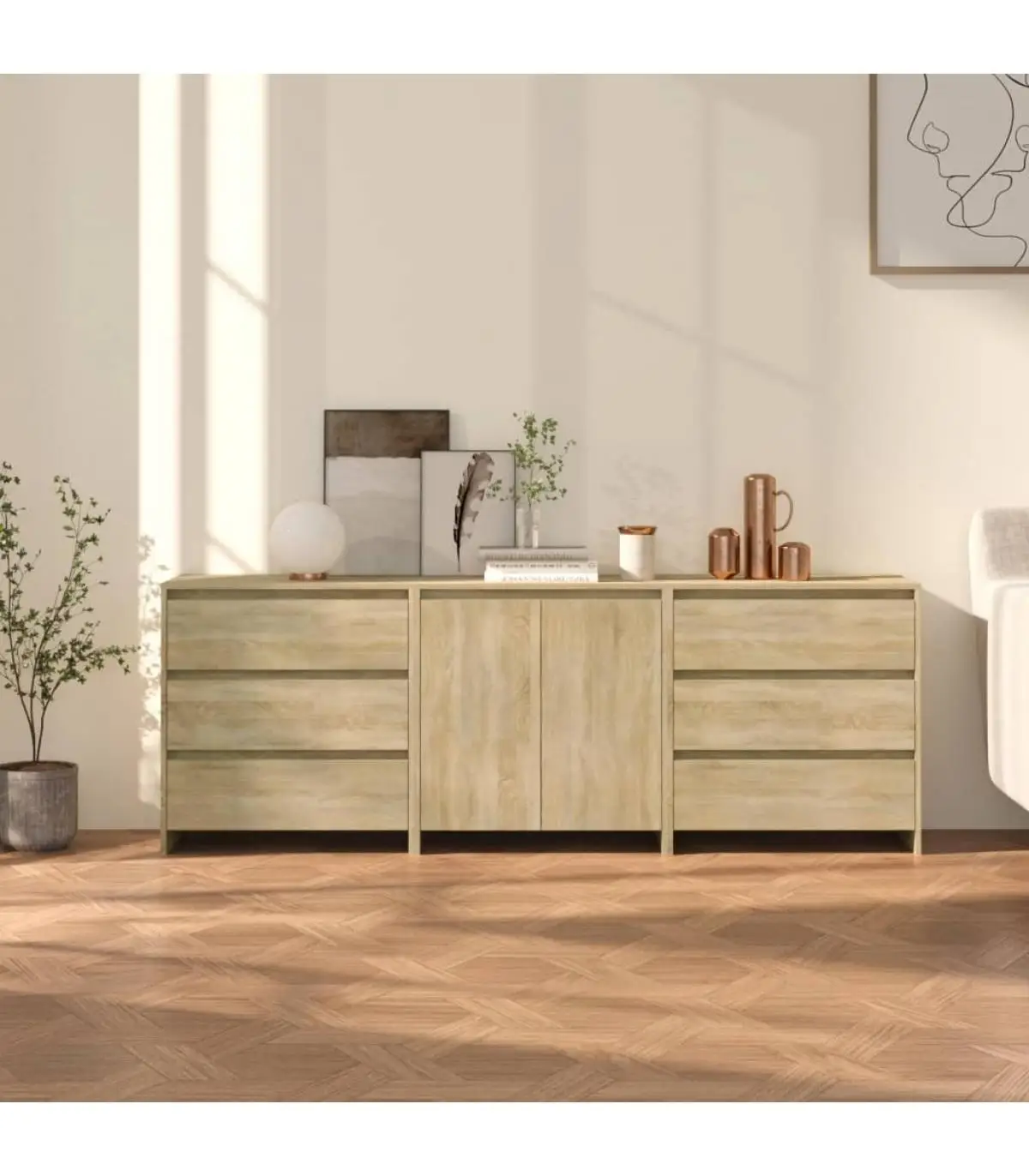 Sonoma oak wood manufacture 3-piece sideboard