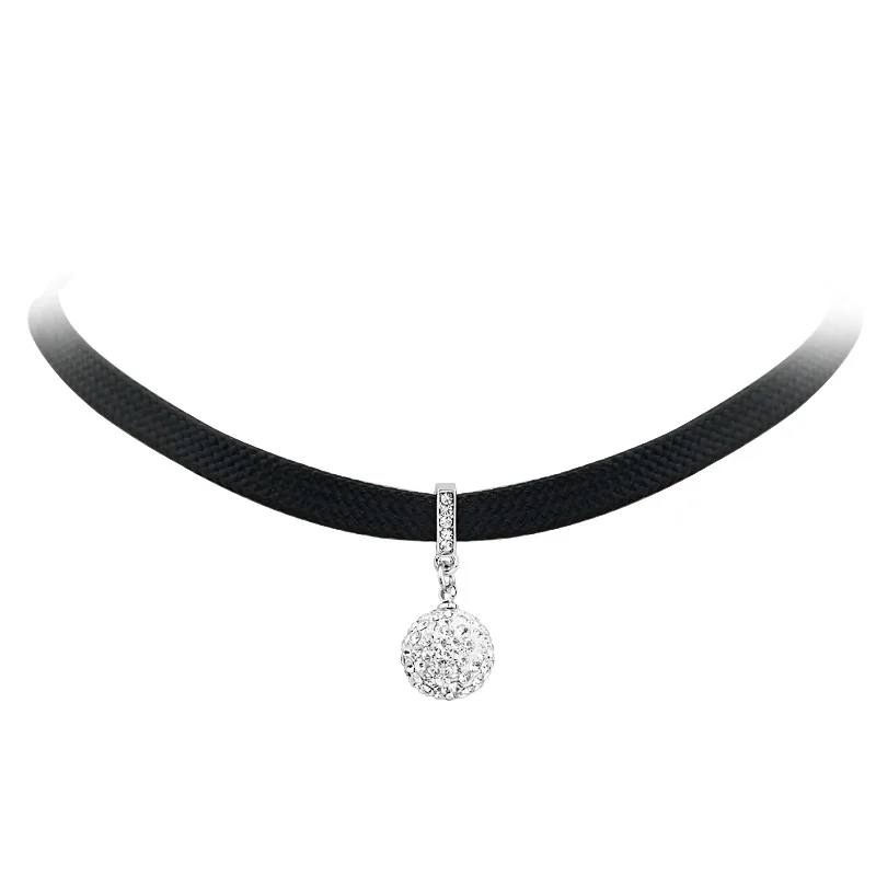 Gargantilla de cuerda negra coreana, collar de diamantes, clavícula, collar corto versátil, cuello de perlas, joyería al por mayor