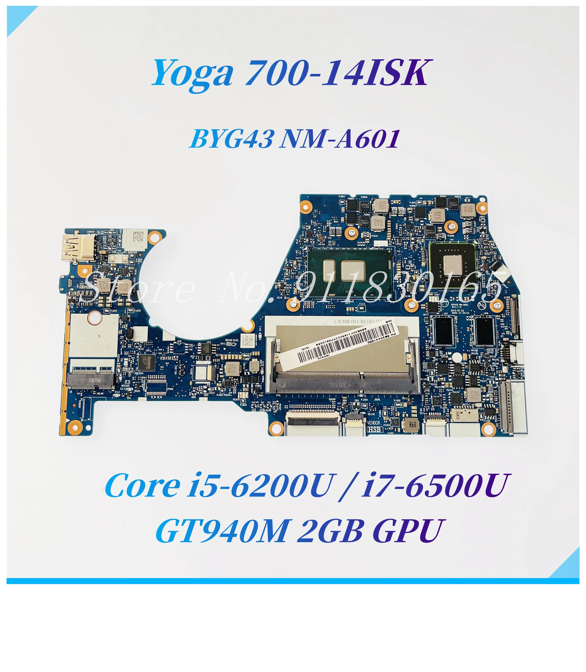 BYG43 NM-A601 Mainboard For Lenovo YOGA 700-14ISK Laptop Motherboard With Core i5-6200U I7-6500U CPU GT940M 2G GPU DDR3L