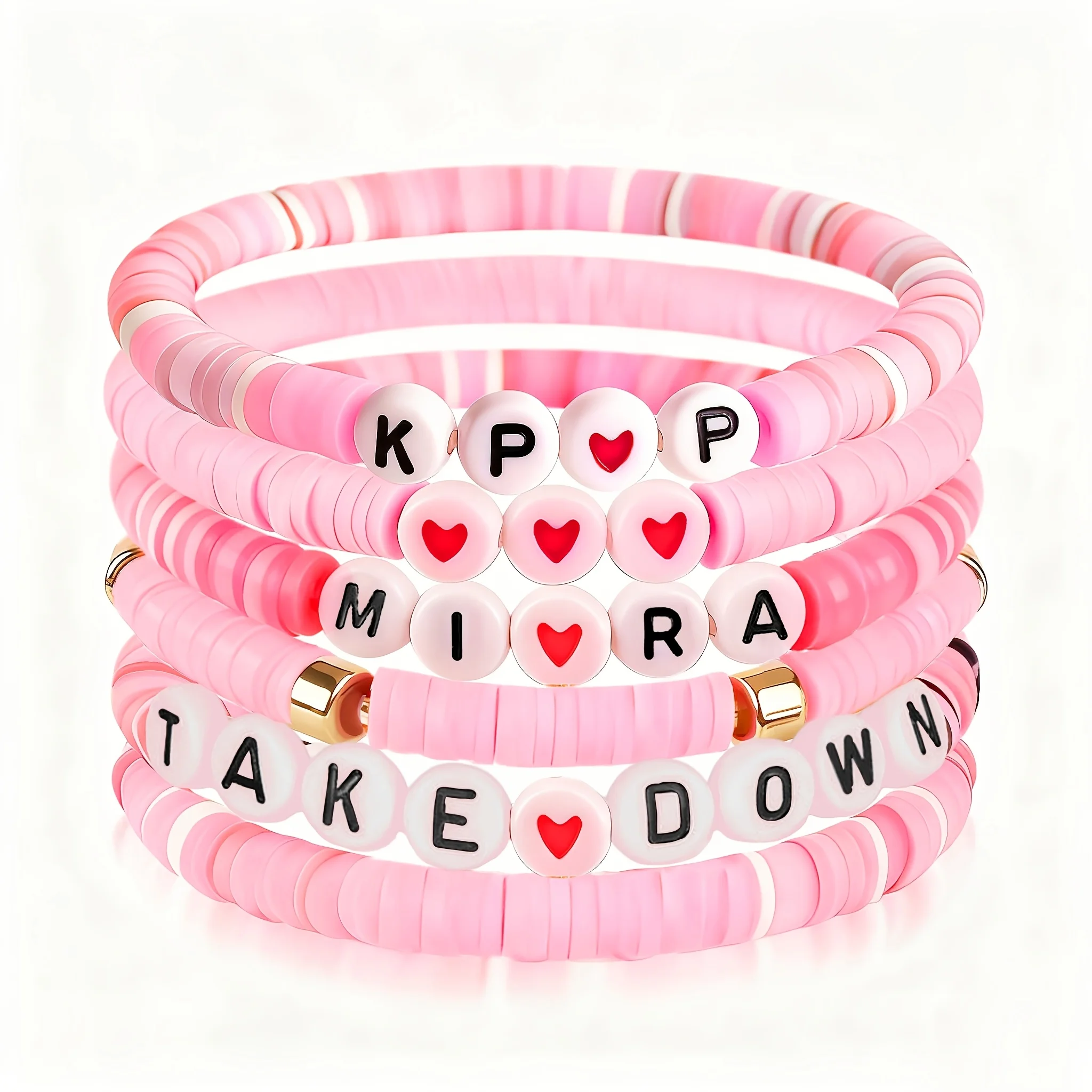 6-teiliges Koreanisches Pop K-Pop Armband-Set Mehrfarbiger Kpop-Gruppen-Schriftzug Schmuck Langlebiges Fan-Accessoire Konzert Cosplay Geburtstagsgeschenk