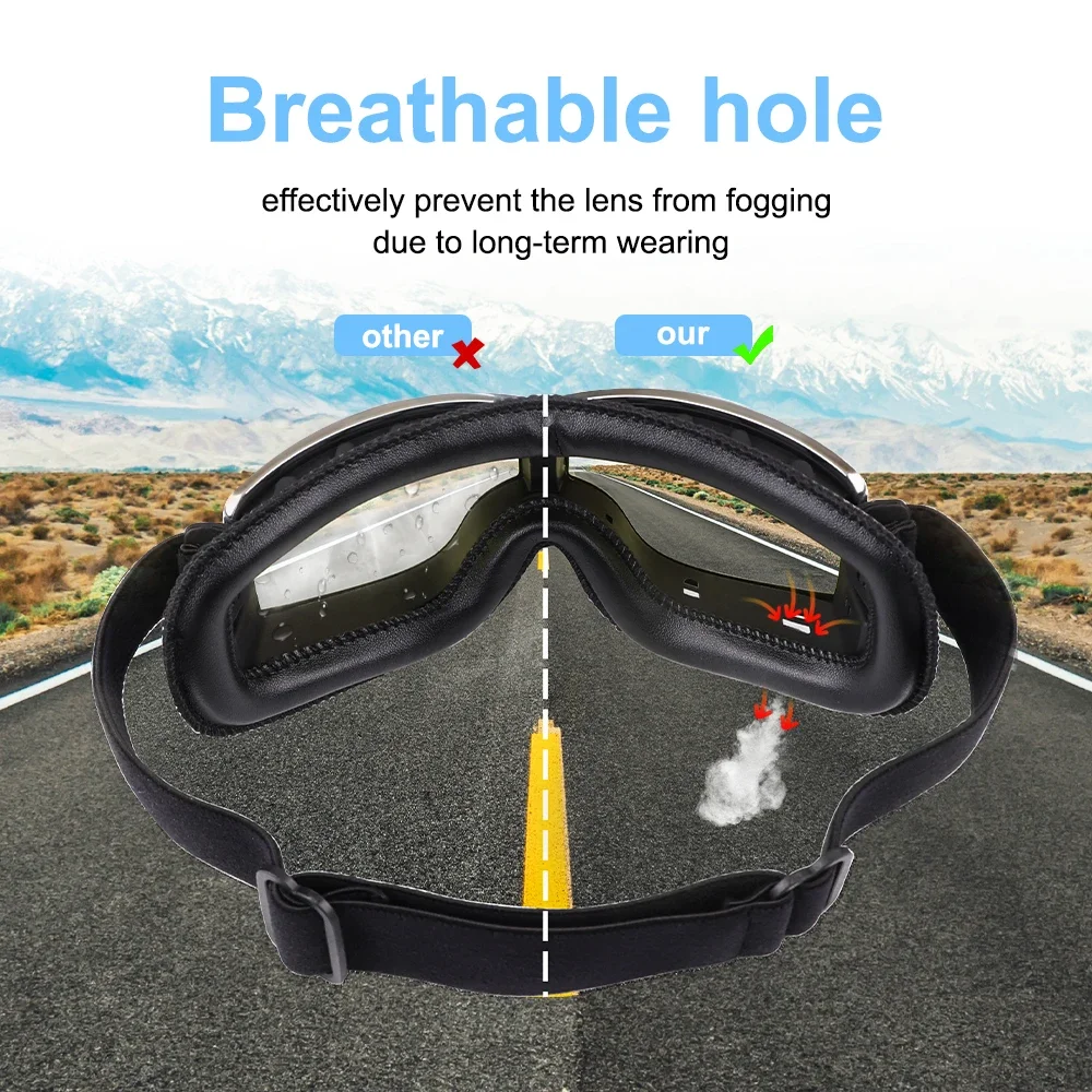 Universal Vintage Goggles Motorcycle Leather Goggles Glasses Cruiser Folding Goggles For Motorcycle Motocross racing Glasses image 5