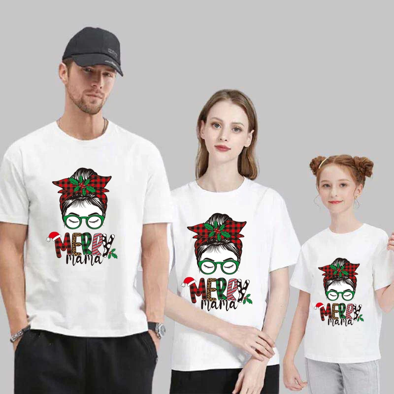 

Christmas family outfit tshirt mother kids father son family matching outfits red Baby romper christmas tree Deer Santa cloleeve