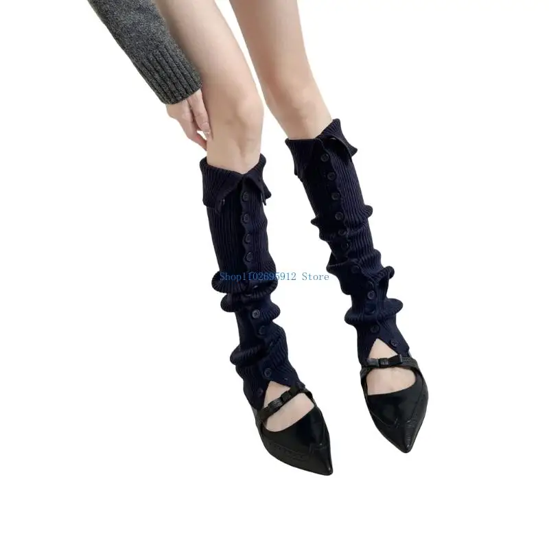 

N7YE Adjustable Button Leg Warmers Soft Acrylic Legs Covers Cold Weather Essential Unisex Design Leg Sleeve Socks