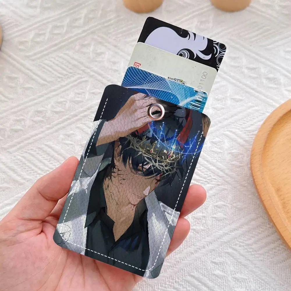 Anime Omniscient R-Reader V-Viewpoint Rectangle ID Card Case Keychain Card Bag Key Tag Ring Leather Card Holder Key Ring Access