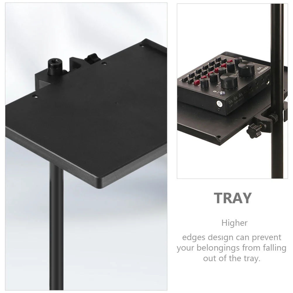 

2pcs Microphone Sound Card Trays For Live Streaming High Edge Mic Stand Shelf Holder Reusable Storage Tray Cable Management