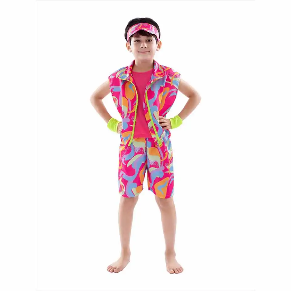 Kinder Ken Cosplay Kostüm Sommer Weste Top Shorts Hut Rollenspiel Outfits Kinder Halloween Karneval Party Fantasia Verkleidung Anzug