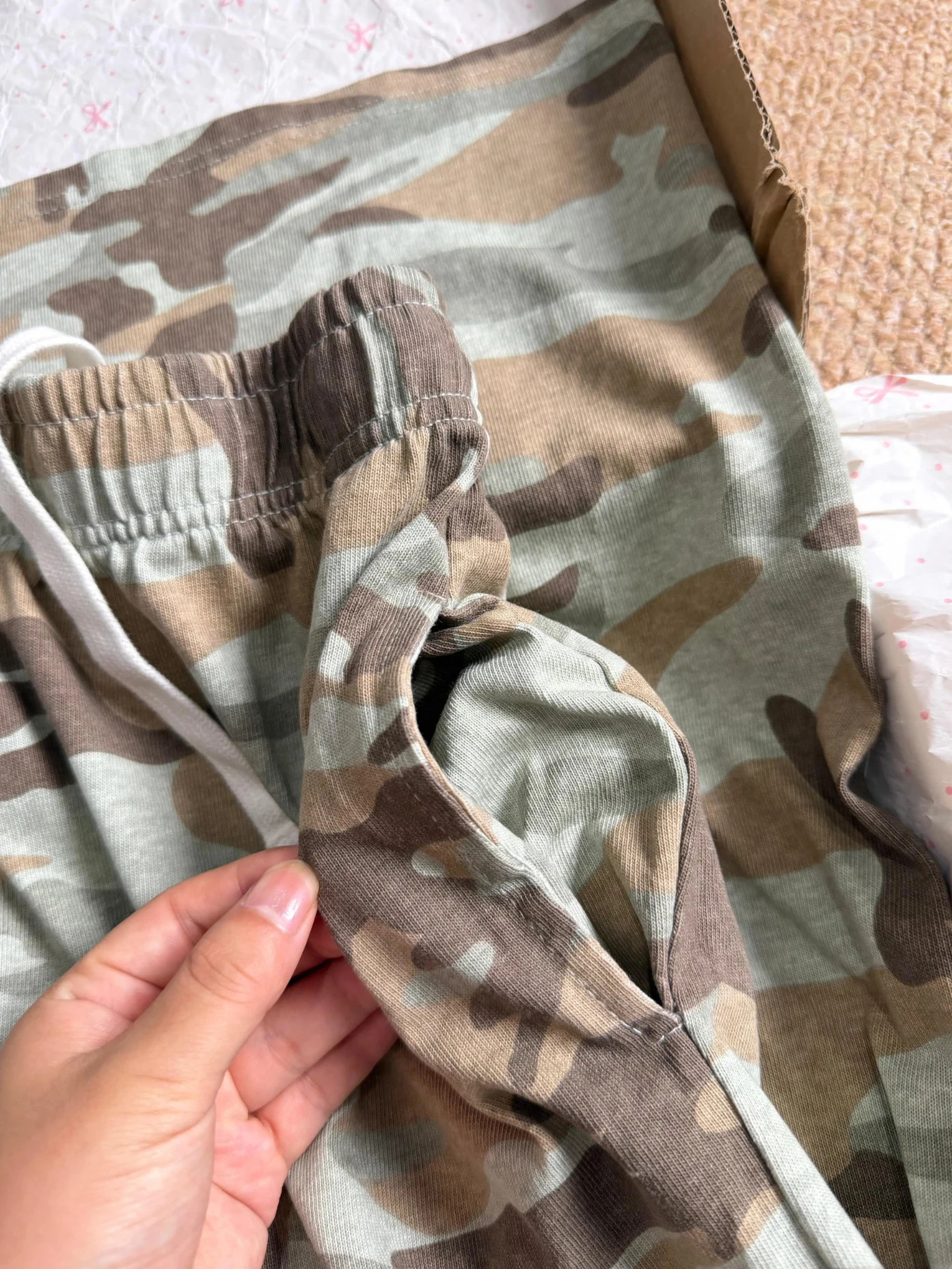 Camouflage Jogginghose mit Kordelzug für Damen, Sommer, elastische Taille, gerade Hose, amerikanische Vintage Streetwear, Baumwolle, Baggy Pants, Y2k – Detail 5