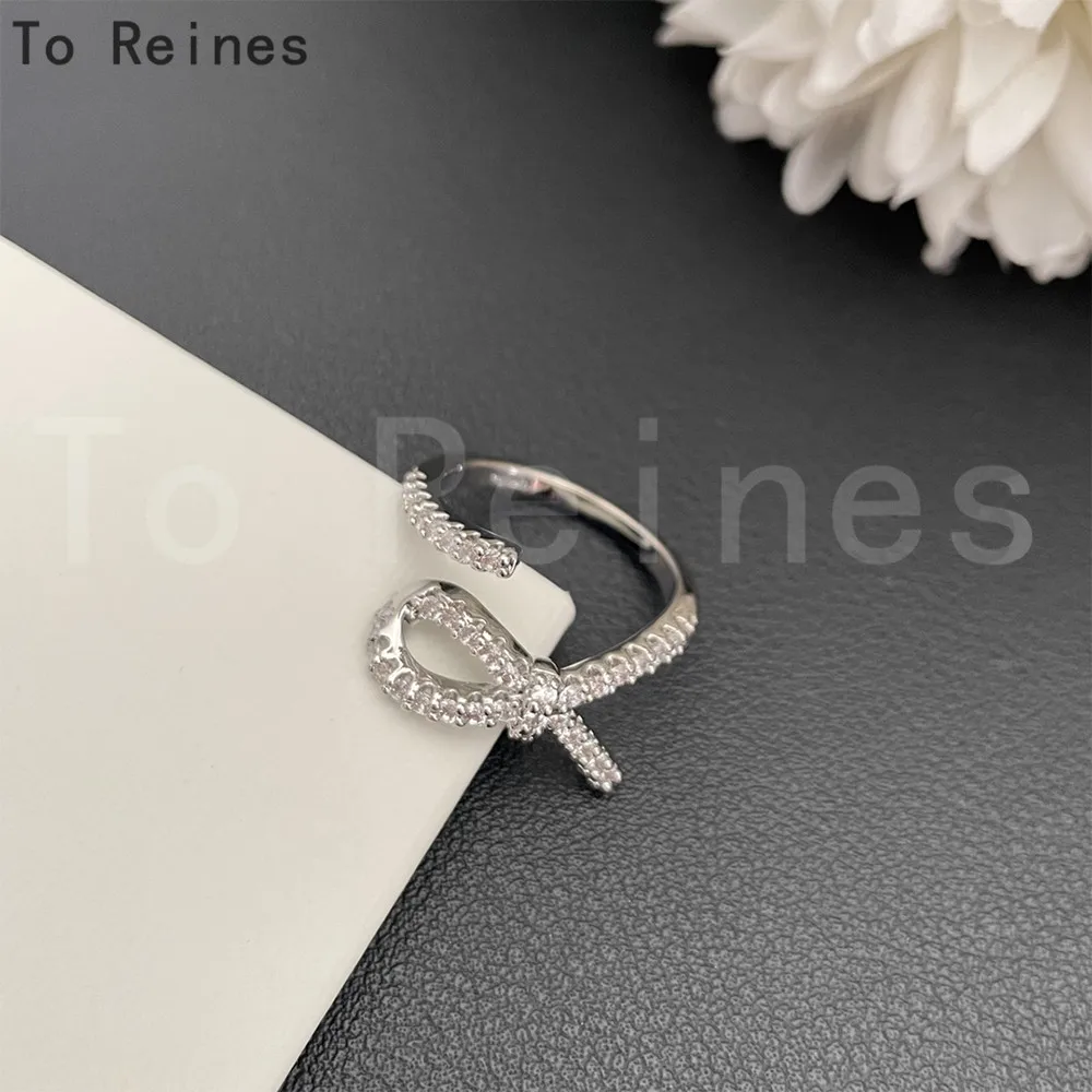 To Reines Fashion Europe America Designer Brand  High Quality Retro Knot Ribbon Opening Ring Luxury Women Jewelry Trend