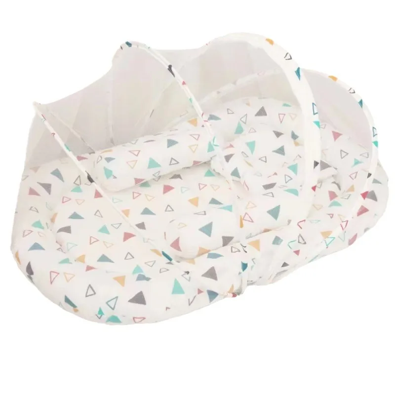 سرير أطفال محمول مع ناموسية ووسادة نوم بيونيك للرضع بتصميم محمول وحاجز البعوض #3