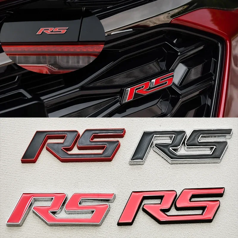 Pegatina Metálica 3D para Auto, Logotipo RS, Emblema para Parrilla Delantera y Maletero Trasero, para Chevrolet Blazer, Lumina, Camaro, Cruze, Travers, Monza