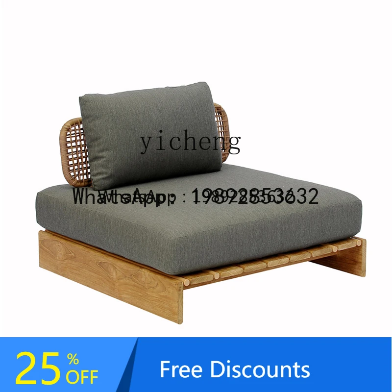 AA Outdoor Sofa Courtyard Outdoor Rattan Sofa Chair Homestay Hotel Terrace Sofa Teak Rattan Chair