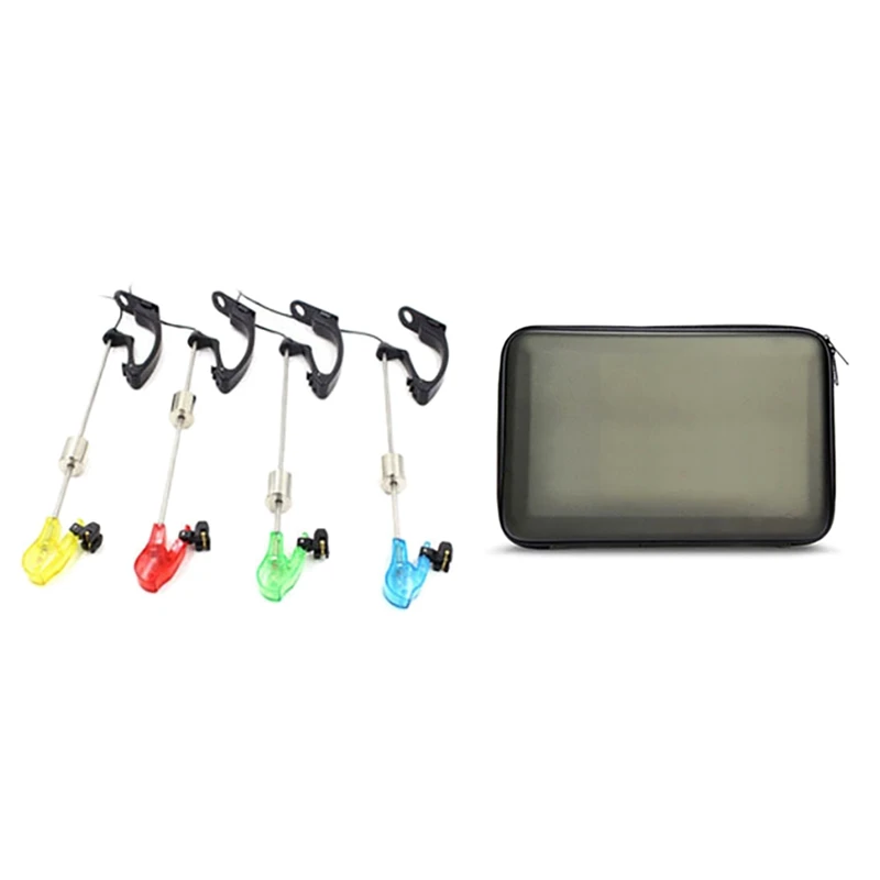 Fishing Swingers Set Fishing Bite Alarm Indicators 4Pcs In Zipped Case LED Lluminated Swinger Carp Fishing Accessories