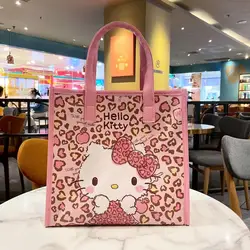 Kawaii Cute Sanrio Hellokitty Pu Shoulder Bag Handbag Flower Pattern Large Capacity Commuter Bag Sweet Birthday Gift For Girls